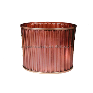 Pot de fleurs décoratif de jardin en métal aluminium brillant fini argent - Product Image 3