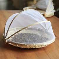 Goedkope Natura Wovenl Bamboe Fruit Mand Met Deksel, Netto Cover Made In Vietnam