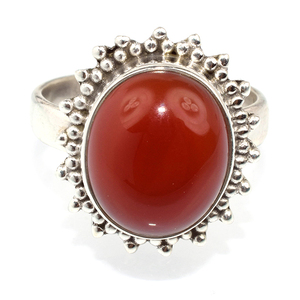 Bagues en argent Sterling 925 de cornaline Orange de forme ovale, vente en gros de bijoux en argent - Product Image 2