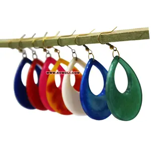 ต่างหูอะคริลิกเรซิ่นลายหินอ่อนแบบแขวน ทำด้วยมือ - Product Image 1