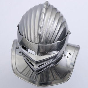 Casco de caballero Medieval cerrado, 16 calibres, TC134, cubierta para cabeza y hombro, color plata - Product Image 5