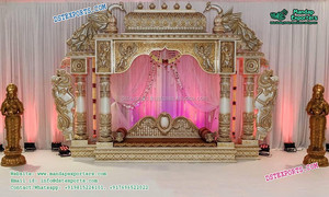 De Sri Lanka boda Manavarai Mandap conjunto boda Organizacion de fabricante de la boda de oro tallado Mandap Decoración - Product Image 4