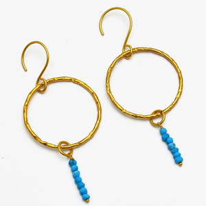 Pendientes de Plata de Ley 925 con Cuentas Redondas de Turquesa, Pendientes Colgantes Chapados en Oro, Joyería de Moda para Boda, Regalo - Product Image 6