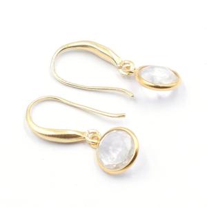 ต่างหูคริสตัลควอตซ์ทรงกลมขนาด 25-26 มม. ขอบเงิน ชุบทอง 14k/18k พร้อมสายเกี่ยว - Product Image 2