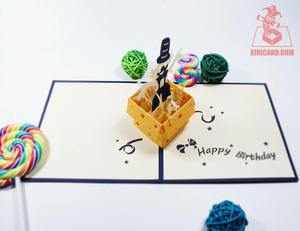 Tarjeta de feliz cumpleaños payaso divertido tarjeta emergente con cubierta azul artesanía tarjeta de regalo hecha a mano al por mayor - Product Image 2