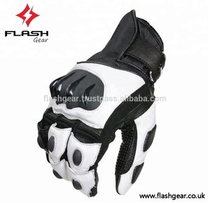 Flash Gear Guantes de cuero cortos de carreras vintage de alta calidad para hombres Guantes de motociclista personalizables para motociclista de - Product Image 2