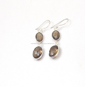 Smokey – pierres précieuses en Quartz en argent Sterling 925, nouveau Design fait à la main, mode, cadeau tendance pour son ensemble de boucles d'oreilles - Product Image 3