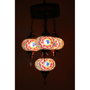 Lustre en verre de mosaïque turque avec 4 pièces No 3 nuances d'économie d'énergie certifiées CE - Product Image 1