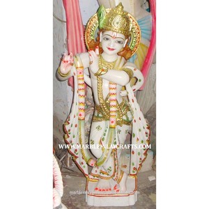 Luxueux Marbre Idole Krishna Statue - Product Image 1