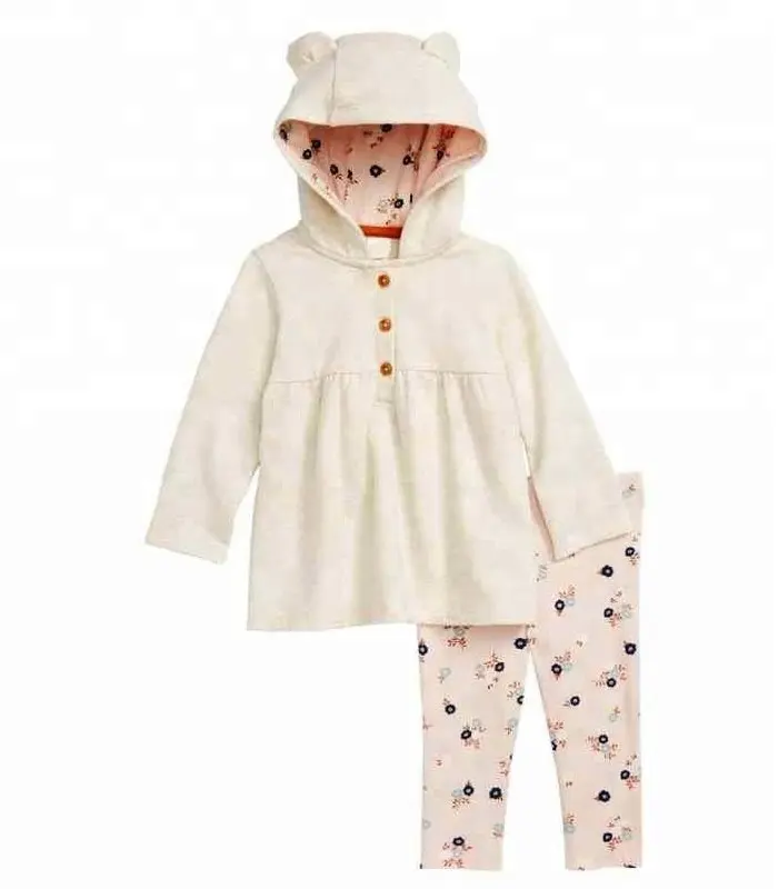 Girls babies hoodie and floral legging set kids clothing set baby clothing set baby toddler fleece sleepsuits winter