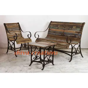 Wholesale Modern Industrial Vintage Living Room Reclaimed Sofa Design Iron Structure Recycled Barn Wood Sofa Set Furniture