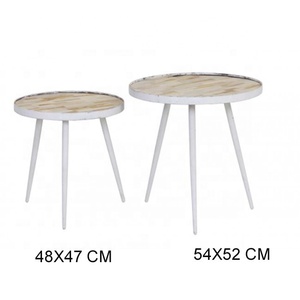 โต๊ะกาแฟโลหะพร้อมโต๊ะไม้ด้านบนทันสมัยโต๊ะท้ายที่ขายดีที่สุด - Product Image 2