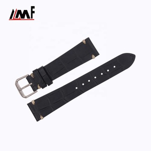 OEM et ODM Bracelet artisanal grain d'alligator personnalisé noir 18mm 20mm 22mm 24mm Bracelet de montre en cuir interchangeable - Product Image 1