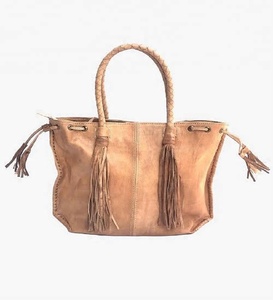 Bolso de hombro de cuero genuino hecho a mano de alta calidad con borlas elegante equipaje y estuche - Product Image 2