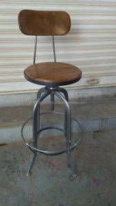 Tabouret de Bar en fonte industriel, avec dossier en bois, style Vintage, livraison gratuite - Product Image 2
