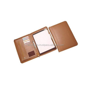 Customizable Brown Leather Business File <b>Folders</b> with Pockets <b>A4</b> Binder Portfolio Holder Bag Pattern - Product Image 1
