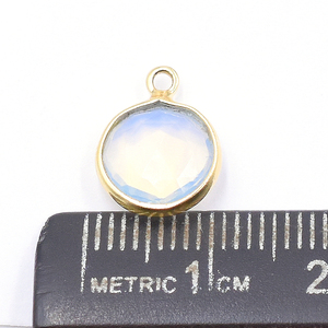 Colgante de Plata de Ley 925 con Ópalo Redondo, Chapado en Oro de 14K y 18K, Bisel Hecho a Mano para la Creación de Joyas - Product Image 3