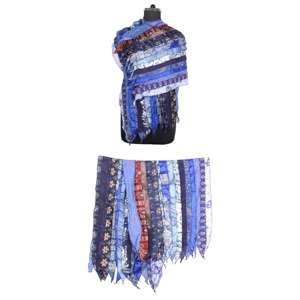 Reversible <b>Scarves</b> Vintage Silk Sari <b>Neck</b> Wrap Indian Sari Patches Reversible <b>Scarf</b> Colorful Striped <b>Scarf</b> Vintage Silk Panel - Product Image 1