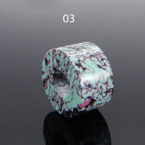 Rueda suave de 14x8x5mm, rueda sintética verde, Gema turquesa, cuentas de agujero grande, IG0131 - Product Image 3