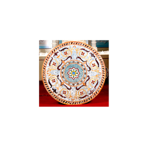 โบราณฝังรอบหินอ่อนสีขาวทำด้วยมือตารางด้านบน - Product Image 1