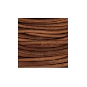 Cordón de cuero redondo de 0,5mm, cordón metálico de cuero Natural, marrón claro, redondo