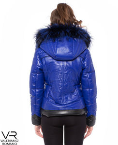 Veste d'hiver de style italien nouvelle marque en cuir de mouton avec fourrure de mouton fini vêtement teint pour l'automne - Product Image 4