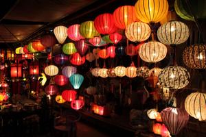 VIETNAMIEN HOI un BAMBOU ROND LANTERNES EN SOIE pour FESTIVAL TRADITIONNEL/TET VACANCES/MARIAGE/Lima - Product Image 4