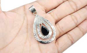 Fabuleux pendentif en forme de poire Onyx noir en argent Sterling 925, grossiste de bijoux en argent, bijoux en argent faits à la main - Product Image 4