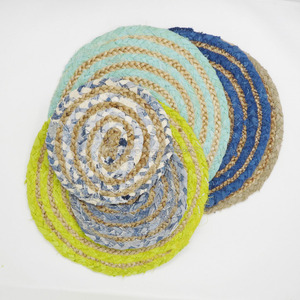 เป็นมิตรกับสิ่งแวดล้อมจุ๊ปจานรองแก้ว 4 ชิ้น Placemats สําหรับงานแต่งงานตกแต่งโรงแรมเป็นมิตรกับสิ่งแวดล้อมทําด้วยมือบ้านปอกระเจารอบ Placemat - Product Image 1