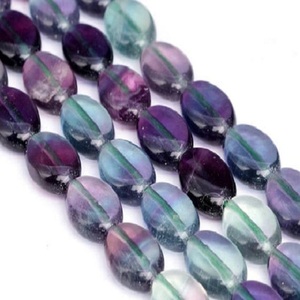 Arc-en-ciel fluorite ovale perle pierre collier pierres ovale perle cristal breloques pour la fabrication de bijoux cristal femmes collier grossiste - Product Image 2