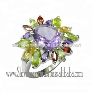 Alta calidad 925 plata esterlina amatista Multi piedra preciosa anillo amor escritura eternidad Vermeil anillos mayorista - Product Image 2