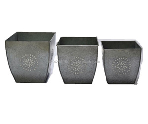 Pot de fleurs rond en métal de qualité supérieure, revêtement PE, style américain, pour jardin, maison, patio, bureau - Pour fleurs et plantes - Product Image 1