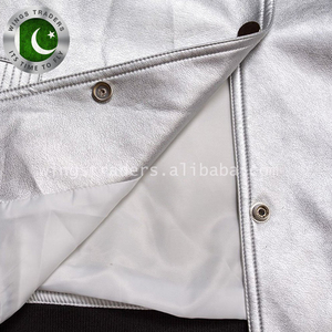 เสื้อแจ็กเก็ตเบสบอลของผู้หญิง,เสื้อแจ็กเก็ตสั้นหนังเนื้อนิ่มสีเงินบริสุทธิ์รุ่นลิมิเต็ดสำหรับวิทยาลัยคลับ - Product Image 4