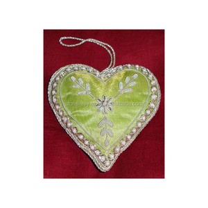 Hanging Embroidery Christmas Ornament Beautiful Heart Shape design - Product Image 1