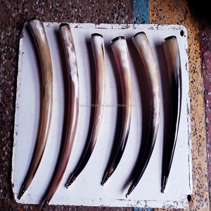 Cuernos para Beber Tallados a Mano con Cuerno Animal, con Borde Superior de Latón y Perilla de Latón en el Extremo - Product Image 3