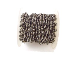 Handmade Dainty Birthstone <b>Chain</b> Sterling Silver Gold Plated Gray Chalcedony Gemstone Beads Wire Wrapped Rosary Jewelry - Product Image 4