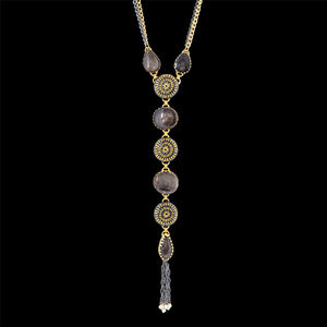 Bronzite Quartz Gemstone New Arrival Women New <b>Long</b> Pendant Vintage Antique Brass <b>Gold</b> Plated Fashion <b>Necklaces</b> for Women - Product Image 2