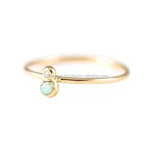 Solid Opal & Diamond Engagement Ring 14K Yellow Gold Handmade Vintage Anillo Bague Wholesaler Supplier