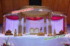 Mandap คริสตัลสำหรับงานแต่งงาน,ตกแต่ง Mandap แบบหกเสาสำหรับผู้ผลิตงานแต่งงานอินเดีย - Product Image 5