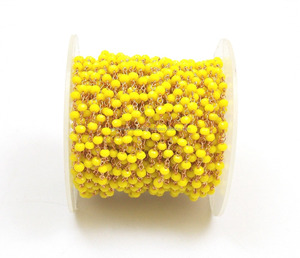 Rosario de cuentas Chapado en plata envuelto en alambre de Calcedonia amarilla chapado en oro hecho a mano CZ moneda piedra natal Boho encanto cadena - Product Image 1