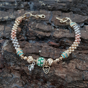 Nueva Pulsera de Oro Tricolor Sólido de 14K con Esmalte, Hermosa Pulsera Trenzada Hecha a Mano de Oro Puro, Joyería Fina Turca Dorika, Oro de Lujo - Product Image 1