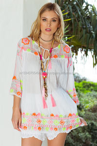 Chemisier de plage col brodé, personnalisé, bord de mer, magnifique, couleur néon, String, vêtements de plage, vente en gros, été, - Product Image 6