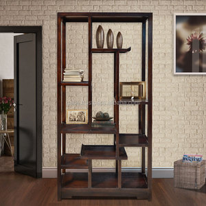 Estante de libro Oriental oscuro color caoba muebles de madera - Product Image 1