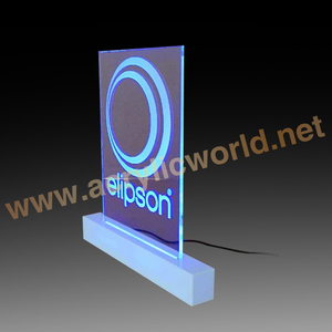Placa de premio personalizada con borde LED, signo acrílico transparente con base negra - Product Image 6