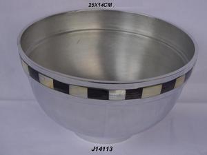 Cuenco de Metal para decoración del hogar de aluminio fundido pulido con espejo de Venta caliente con acabado antiguo de hueso incrustado para servir a los invitados - Product Image 6