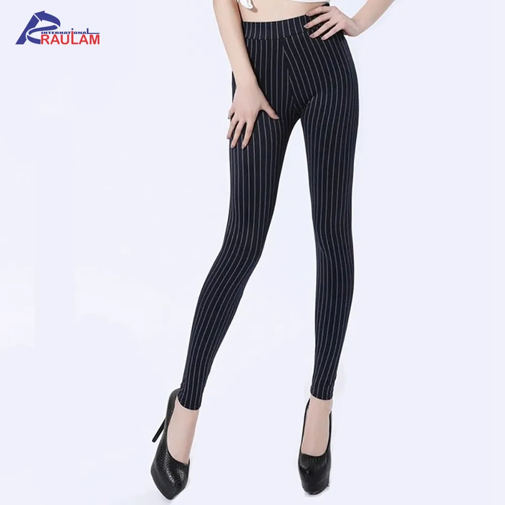 Women Leggings Striped Skinny Footless Pants Ladies High Elastic Slim Trousers High Waisted Compression Tight Push Up Yoga Pants