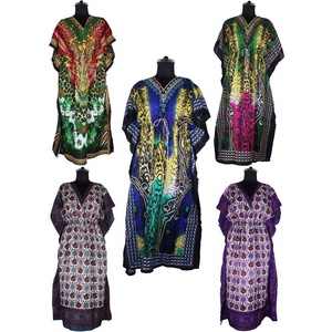 Vêtements de plage en soie, caftan Long, pour femme, robe décontractée intelligente, style indien, dubaï, collection - Product Image 1