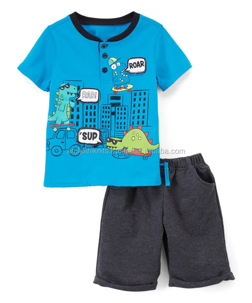 Magliette e pantaloncini per ragazzi set di vestiti per bambini set di abbigliamento con stampa personalizzata per bambini set di abbigliamento casual per bambini estivi