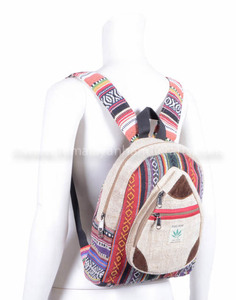 Mochila de cáñamo puro para niños y adolescentes, diseño novedoso, con múltiples bolsillos y patrón azteca, alta calidad, HBBH 0073 - Product Image 4