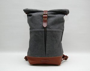 Sac à dos en toile cirée pour femmes, sac à dos, couleur de charbon de bois, cire à la main, lb 0035 - Product Image 3